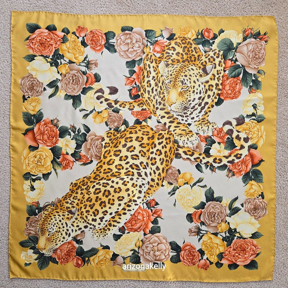 LIKE NEW Salvatore Ferragamo Leopards Flowers Silk